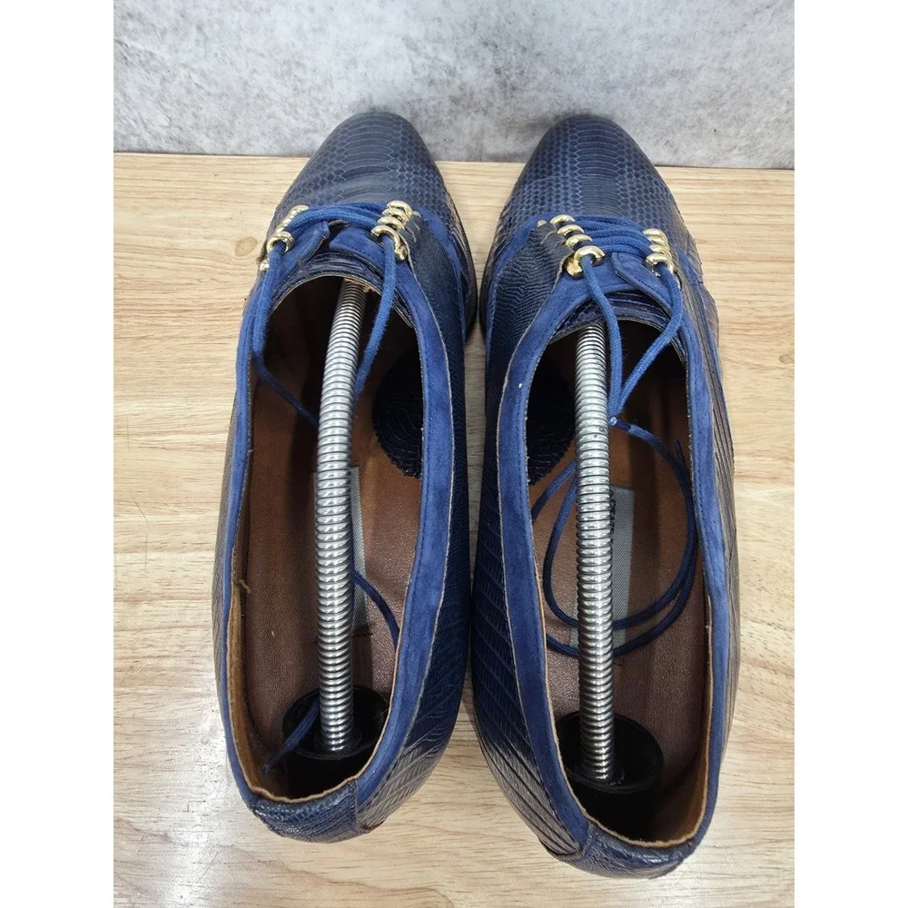 Stacy Adams Dress Shoes Mens 12  Blue Python Genuine Snake Leather Oxford Derby